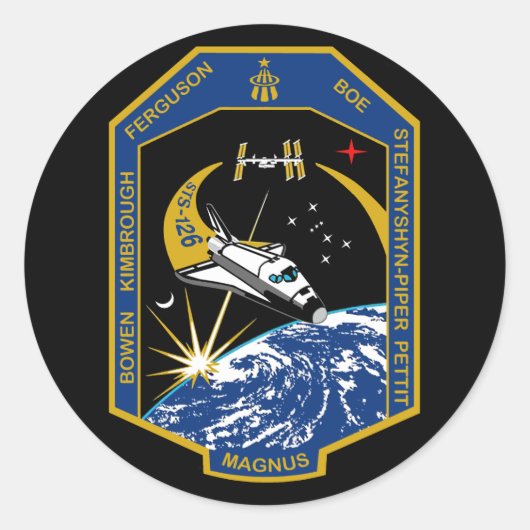 STS 126 Mission Patch Ronde Sticker (Voorkant)