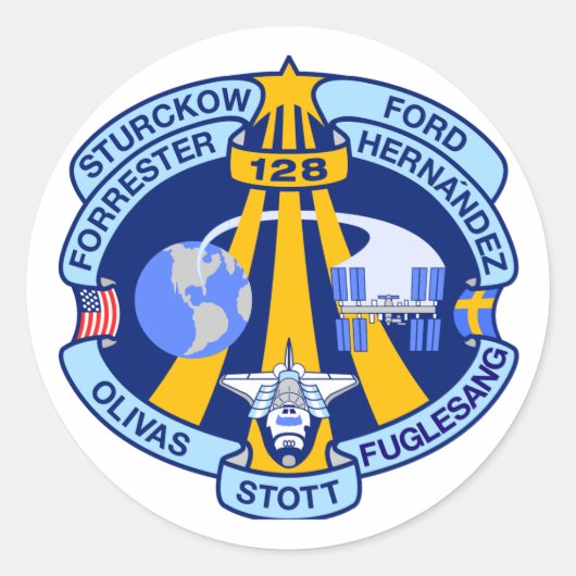 STS-128 Mission Patch Ronde Sticker (Voorkant)