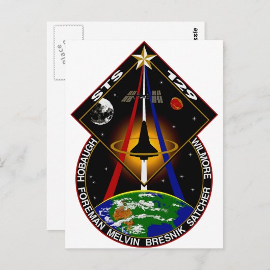 STS 129-patch Briefkaart (Voorkant / Achterkant)