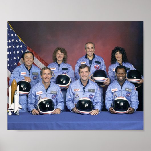 STS-51L Space Shuttle Challenger Crew-portret Poster (Voorkant)