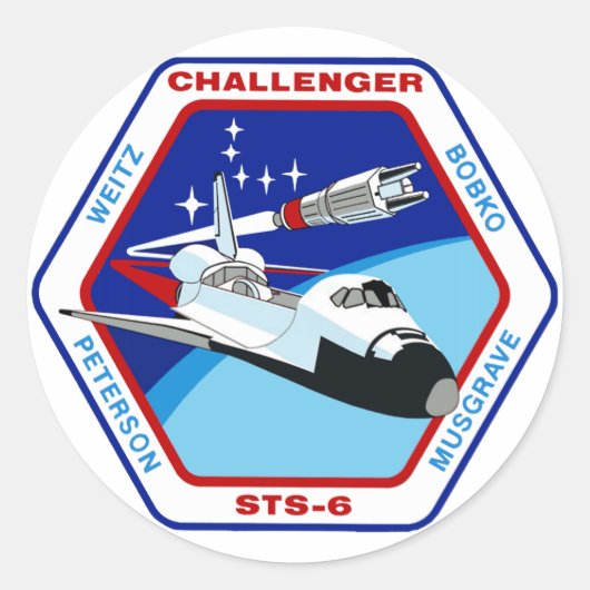 STS 6: Challenger OV-99 Ronde Sticker (Voorkant)