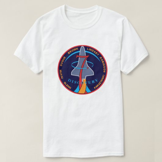 STS-95 Space Shuttle Discovery Missie Patch Logo T-shirt (Design voorkant)