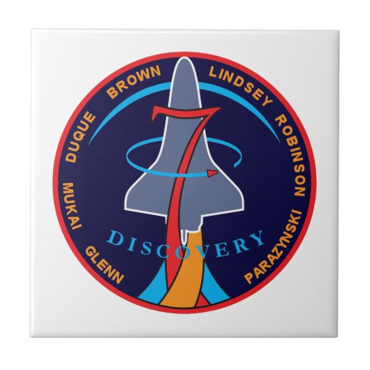 STS-95 Space Shuttle Discovery Missie Patch Logo Tegeltje (Voorkant)