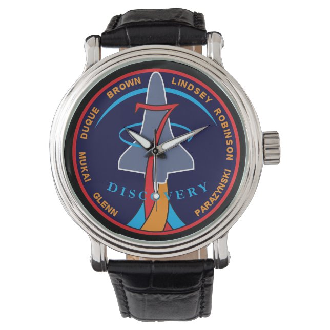 STS-95 Space Shuttle Discovery Mission Patch Logo Horloge (Voorkant)