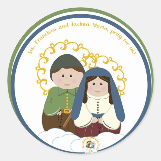 Sts. Francisco & Jacinta Marto Ronde Sticker (Voorkant)