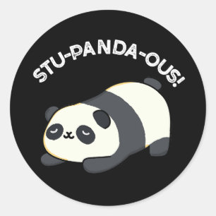 Stu-panda-ous Grappige Panda Pun Donker BG Ronde Sticker