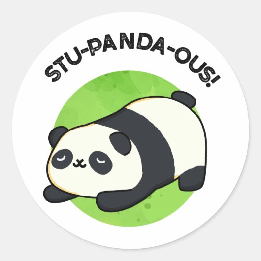Stu-panda-ous Grappige Panda Pun Ronde Sticker (Voorkant)