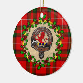 Stuart Clan Badge & Tartan Gepersonaliseerde Kerst Keramisch Ornament (Links)