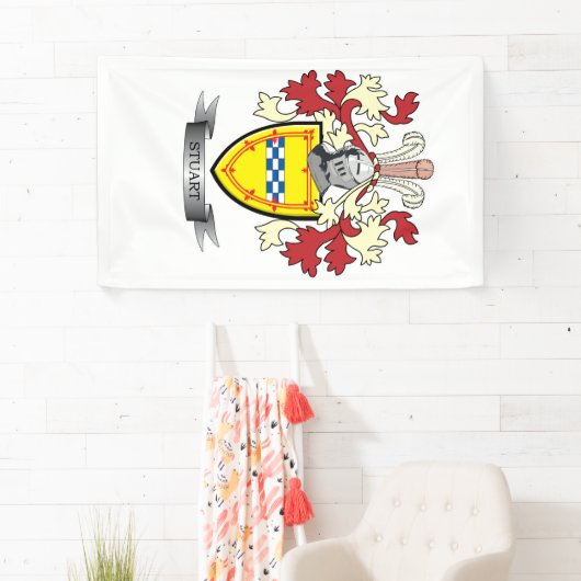 Stuart Family Crest Coat of Arms Spandoek (Insitu)