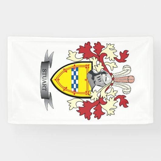 Stuart Family Crest Coat of Arms Spandoek (Horizontaal)