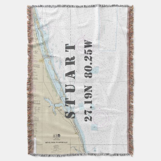 Stuart FL Hometown Latitude Nautical Deken (Voorkant Verticaal)