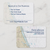 Stuart FL Nautische Grafiek Schoon Fris Blauw Tan Visitekaartje (Voorkant / Achterkant)