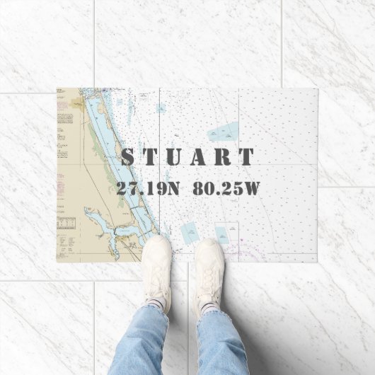 Stuart Florida Latitude Nautical Boating Deurmat (Binnen)