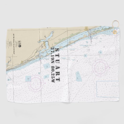 Stuart Florida Nautical Chart Latitude Longitude Golfhanddoek (Horizontaal)