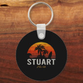Stuart Florida Retro Surfer Ouderwetse Strand Sleutelhanger (Voorkant)