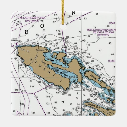 Stuart Island WA Chart Keramisch Ornament (Achterkant)