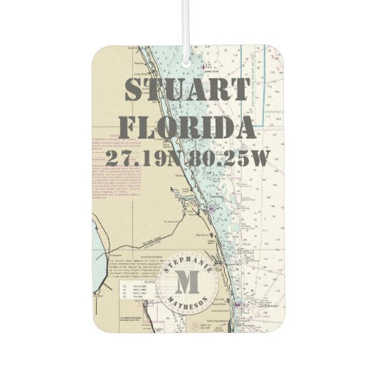 Stuart Martin Florida Nautical Chart Monogram Luchtverfrisser (Voorkant)