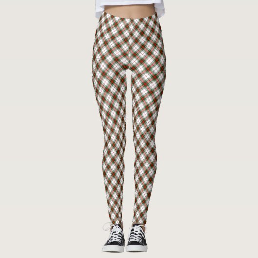 Stuart / Stewart tartan wit rood groen geruit Leggings (Voorkant)