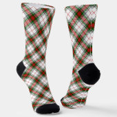 Stuart / Stewart tartan wit rood groen geruit Sokken (Gebogen)