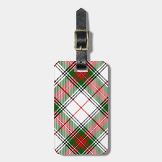 Stuart/Stewart tartan witte rode groene vlecht Bagagelabel (Voorkant verticaal)