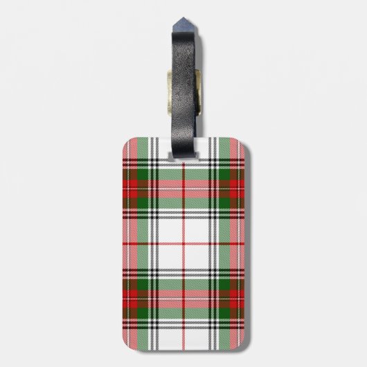 Stuart/Stewart tartan witte rode groene vlecht Bagagelabel (Achterkant verticaal)