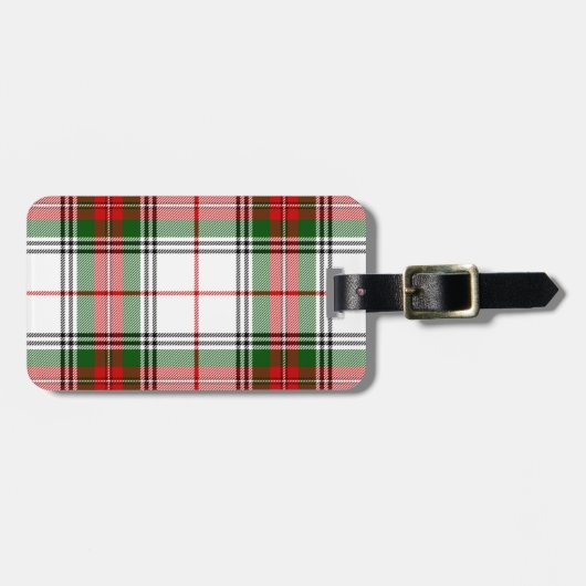 Stuart/Stewart tartan witte rode groene vlecht Bagagelabel (Voorkant horizontaal)