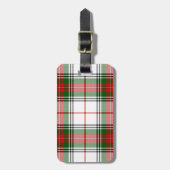 Stuart/Stewart tartan witte rode groene vlecht Bagagelabel (Voorkant verticaal)