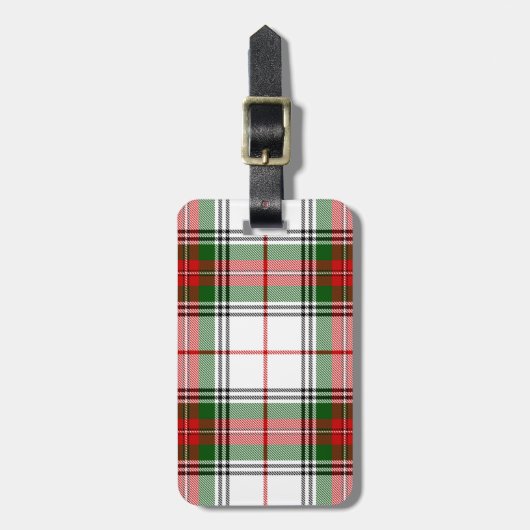 Stuart/Stewart tartan witte rode groene vlecht Bagagelabel (Voorkant verticaal)