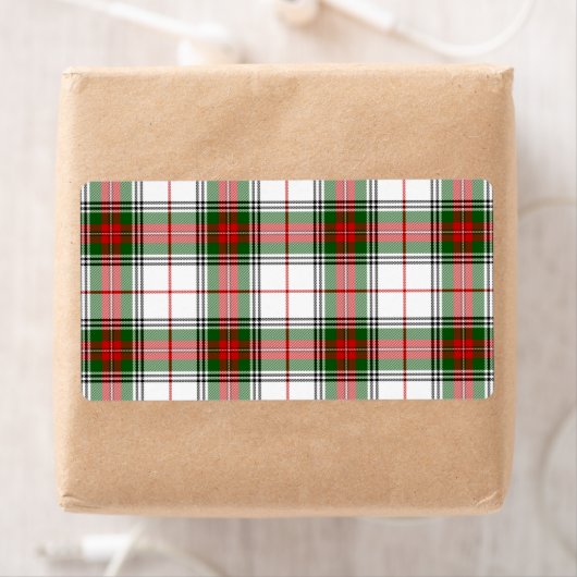 Stuart/Stewart tartan witte rode groene vlecht Etiket (Insitu)