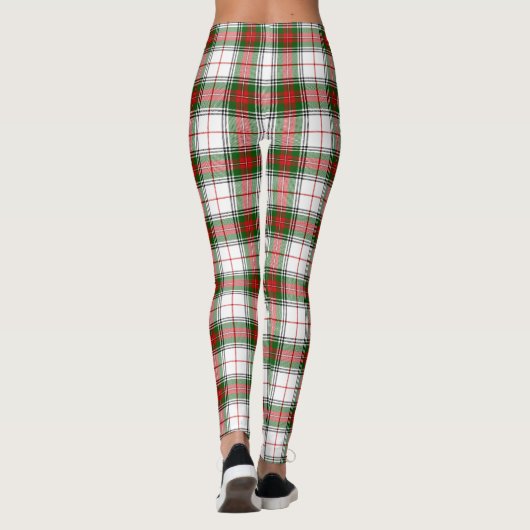 Stuart/Stewart tartan witte rode groene vlecht Leggings (Achterkant)