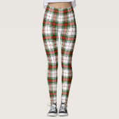 Stuart/Stewart tartan witte rode groene vlecht Leggings (Voorkant)