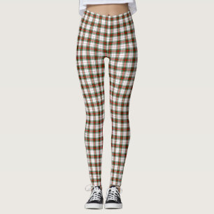 Stuart/Stewart tartan witte rode groene vlecht Leggings