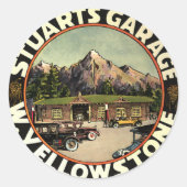 Stuart's Garage Yellowstone Ronde Sticker (Voorkant)