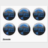 Stubai Oostenrijk blauw skiër stickers (Vel)