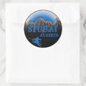 Stubai Oostenrijk blauw skiër stickers (Tas)