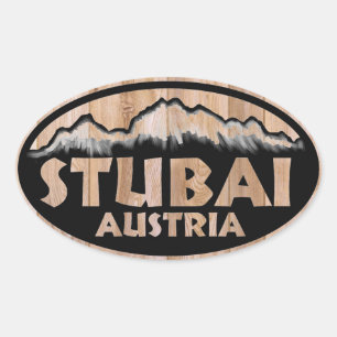 Stubai Oostenrijk houten teken ovale stickers