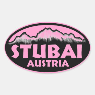Stubai Oostenrijk roze ovale stickers