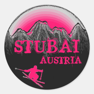 Stubai Oostenrijk roze ski stickers
