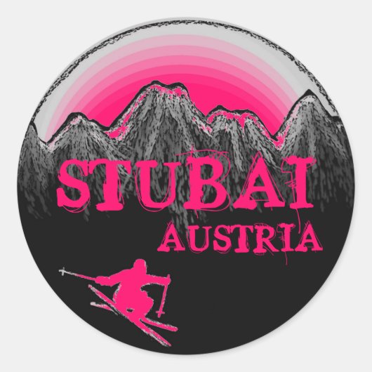 Stubai Oostenrijk roze ski stickers (Voorkant)