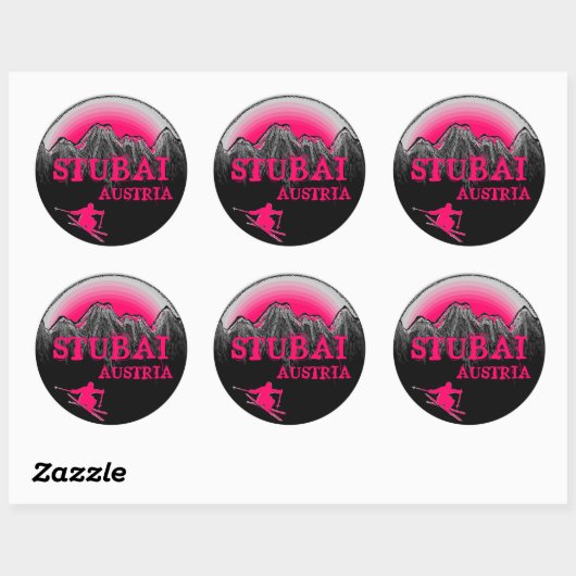 Stubai Oostenrijk roze ski stickers (Vel)