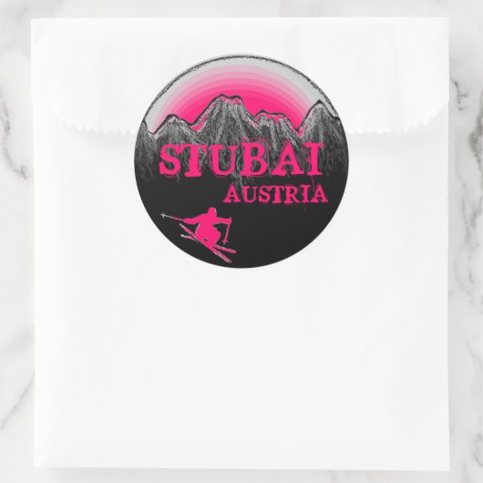 Stubai Oostenrijk roze ski stickers (Tas)