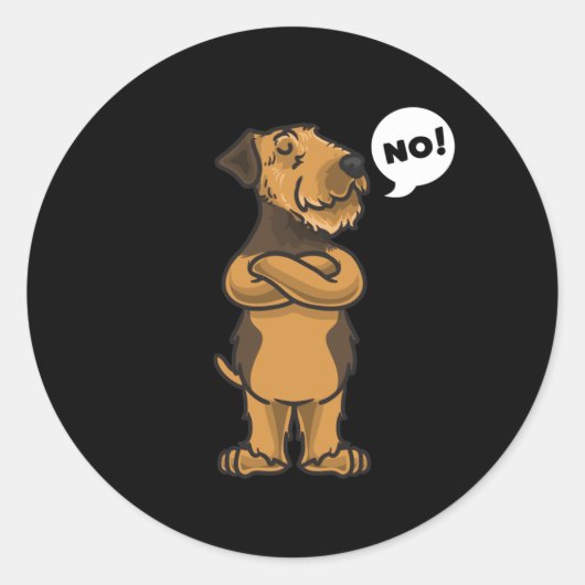 Stubborn Airedale Terrier Dog Ronde Sticker (Voorkant)