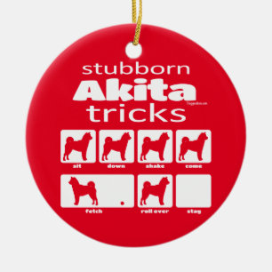 Stubborn Akita Tricks Keramisch Ornament
