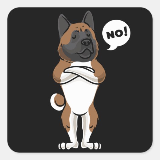 Stubborn American Akita Vierkante Sticker (Voorkant)