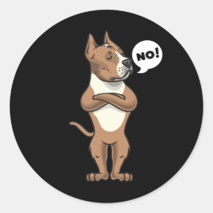 Stubborn American Staffordshire Terrier Dog Ronde Sticker