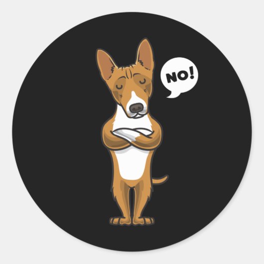 Stubborn basenji dog grappig ronde sticker (Voorkant)