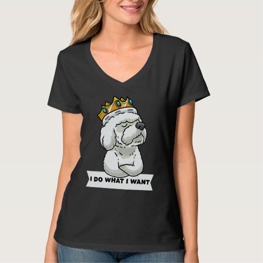 Stubborn Bichon Frise Dog With Crown T-shirt (Voorkant)