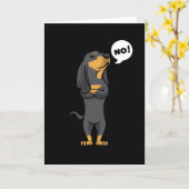 Stubborn Black en Tan Coonhound Dog Kaart (Gele Bloem)