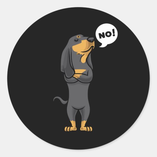 Stubborn Black en Tan Coonhound Dog Ronde Sticker (Voorkant)