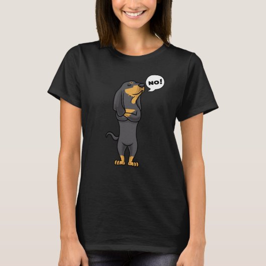 Stubborn Black en Tan Coonhound Dog T-shirt (Voorkant)
